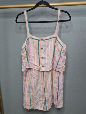 BP. XL Linen Blend Striped Romper